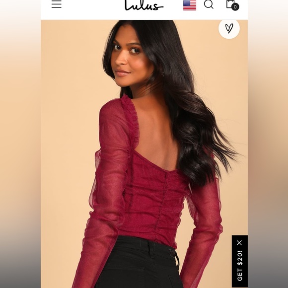 Burgundy / red mesh tulle bodysuit size medium - Picture 3 of 3